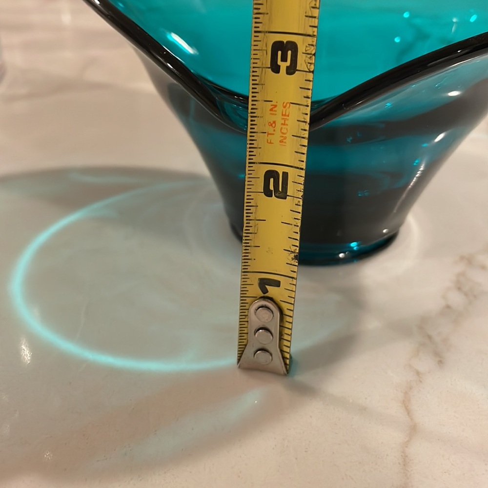 Vintage turquoise bowl art glass - Picture 10 of 12
